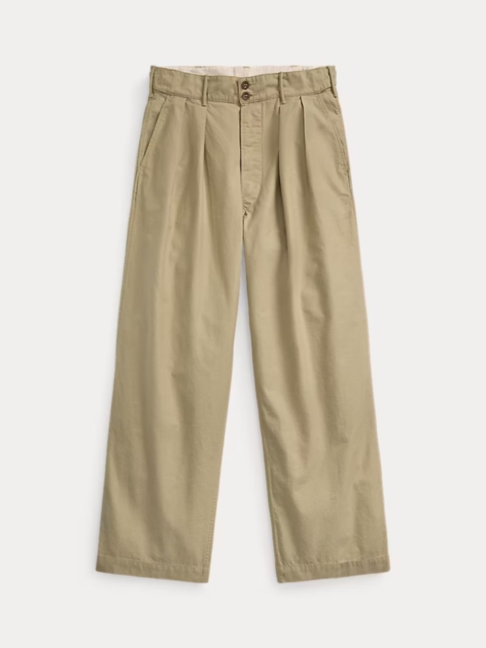 RRL Khaki Pleated Chino Trousers